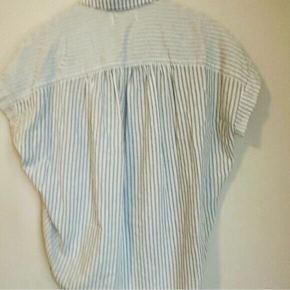 Madewell Central Shirt in Erinn Stripe Oversized Size Small White & Blue - Picture 6 of 11